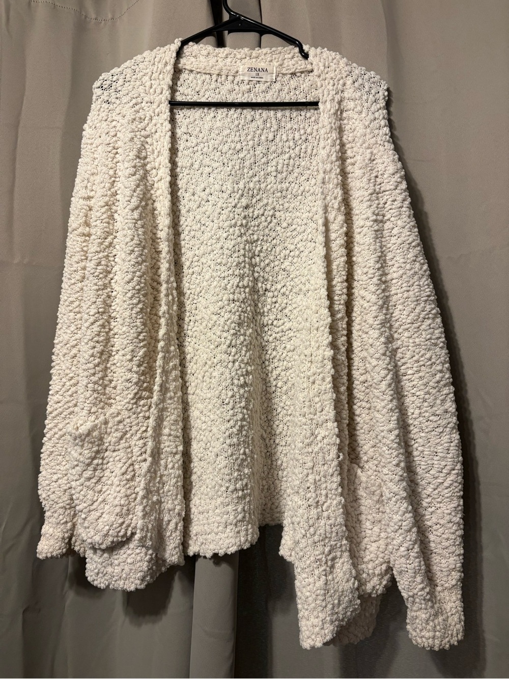 Zenana Outfitters Ivory Popcorn Knit Open-Front Cardigan